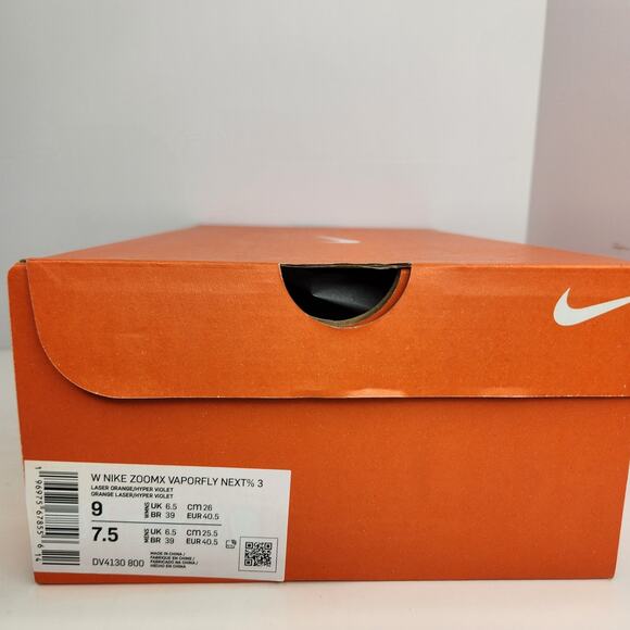 Nike ZoomX Vaporfly Next% 3 Laser Orange/Hyper Violet Size 9 Women Running Shoes - Picture 8 of 8